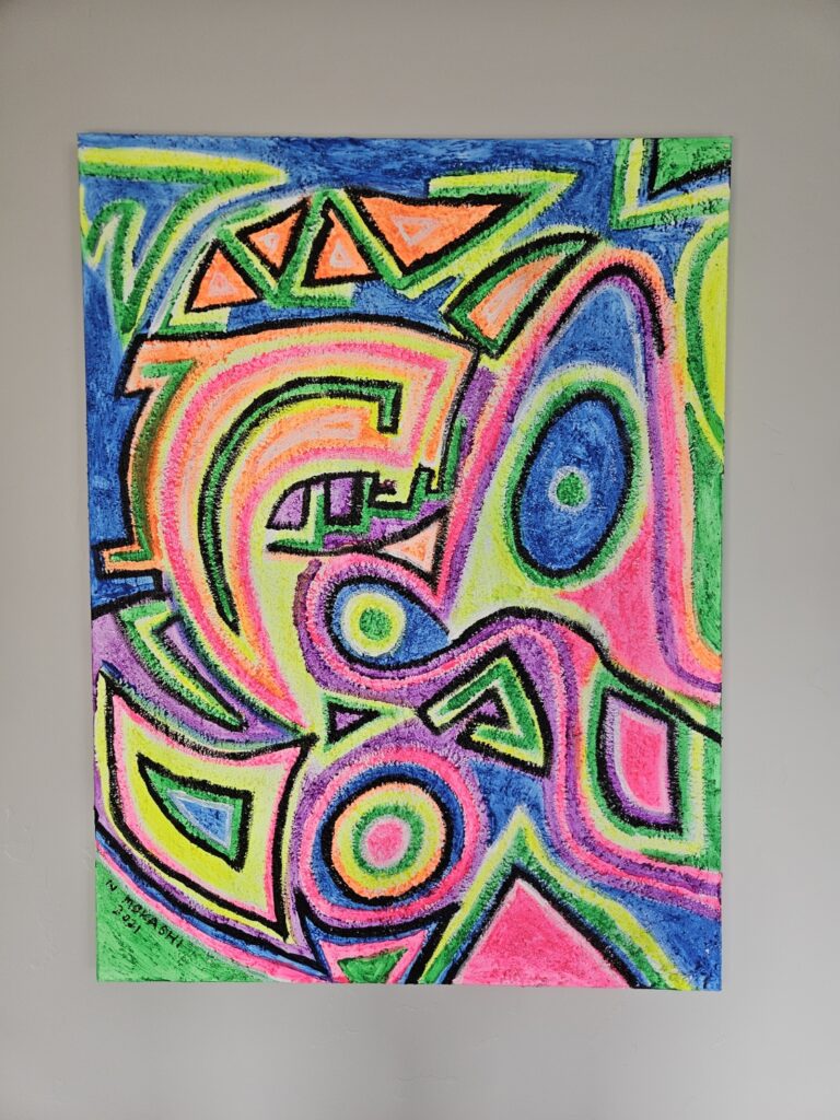 “Vision”, 30″x40″, Acrylic and Pebbles on Canvas
