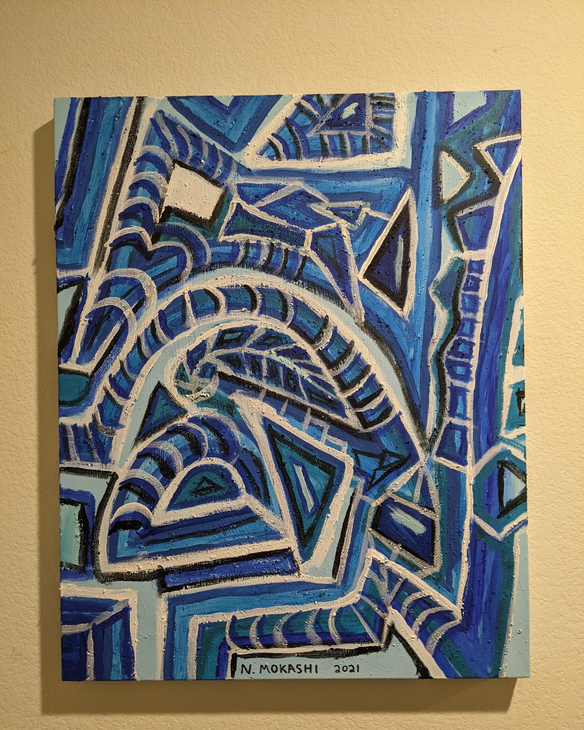 Read more about the article “Mountain”, 30″x40″, Acrylic and Pebbles on Canvas