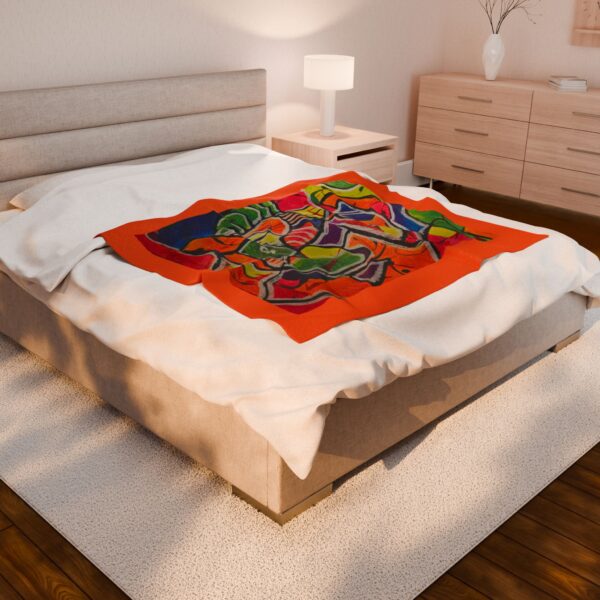 Vibrant Abstract Art Velveteen Plush Blanket - Cozy Colorful Throws for Home Decor - Image 4