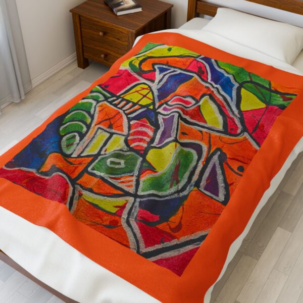 Vibrant Abstract Art Velveteen Plush Blanket - Cozy Colorful Throws for Home Decor - Image 3